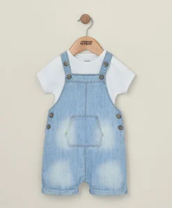 Denim Dungarees and White T Shirt - 2 Piece Set