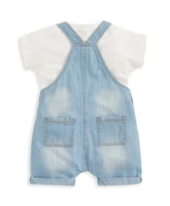Denim Dungarees and White T Shirt - 2 Piece Set
