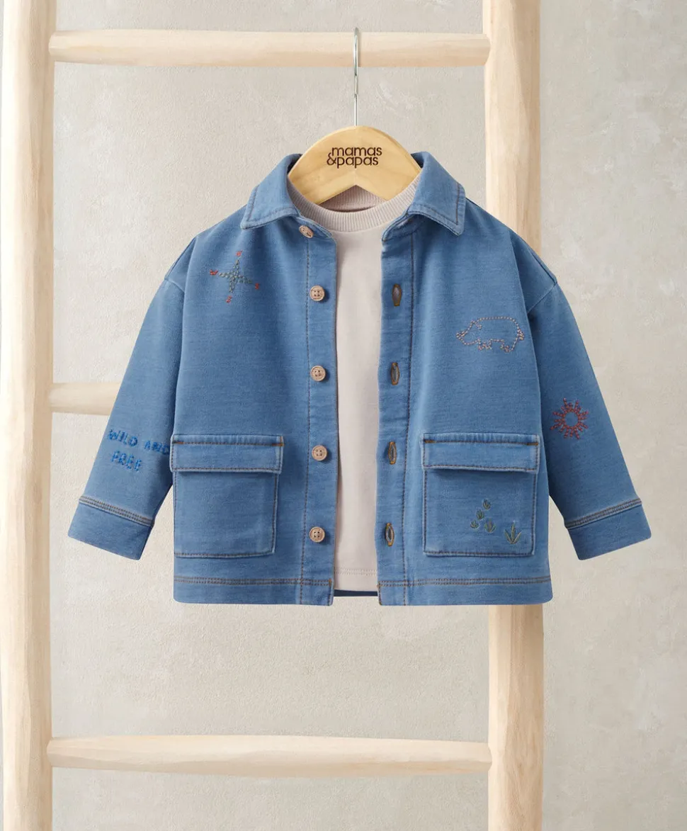Denim Shacket & T-Shirt