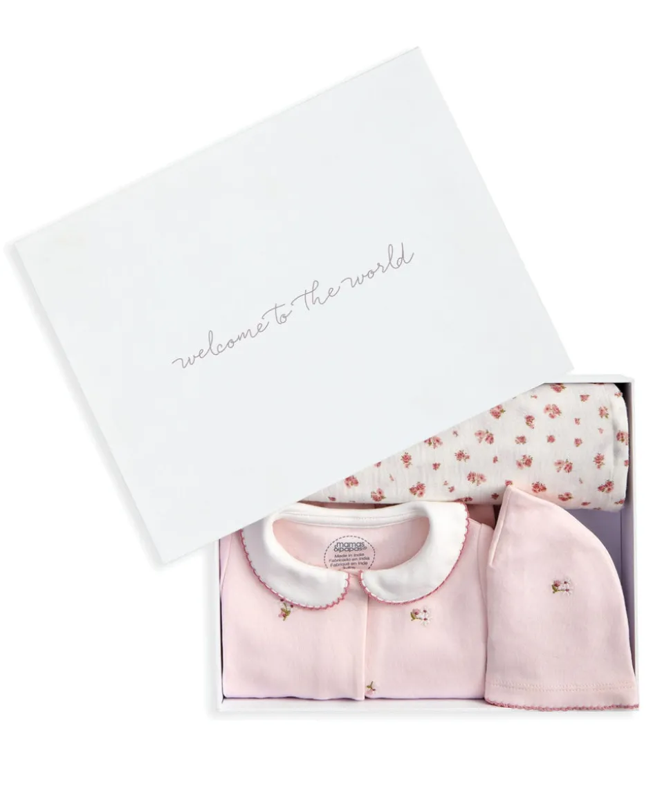 Embroidered All In One, Hat & Blanket Gift Set