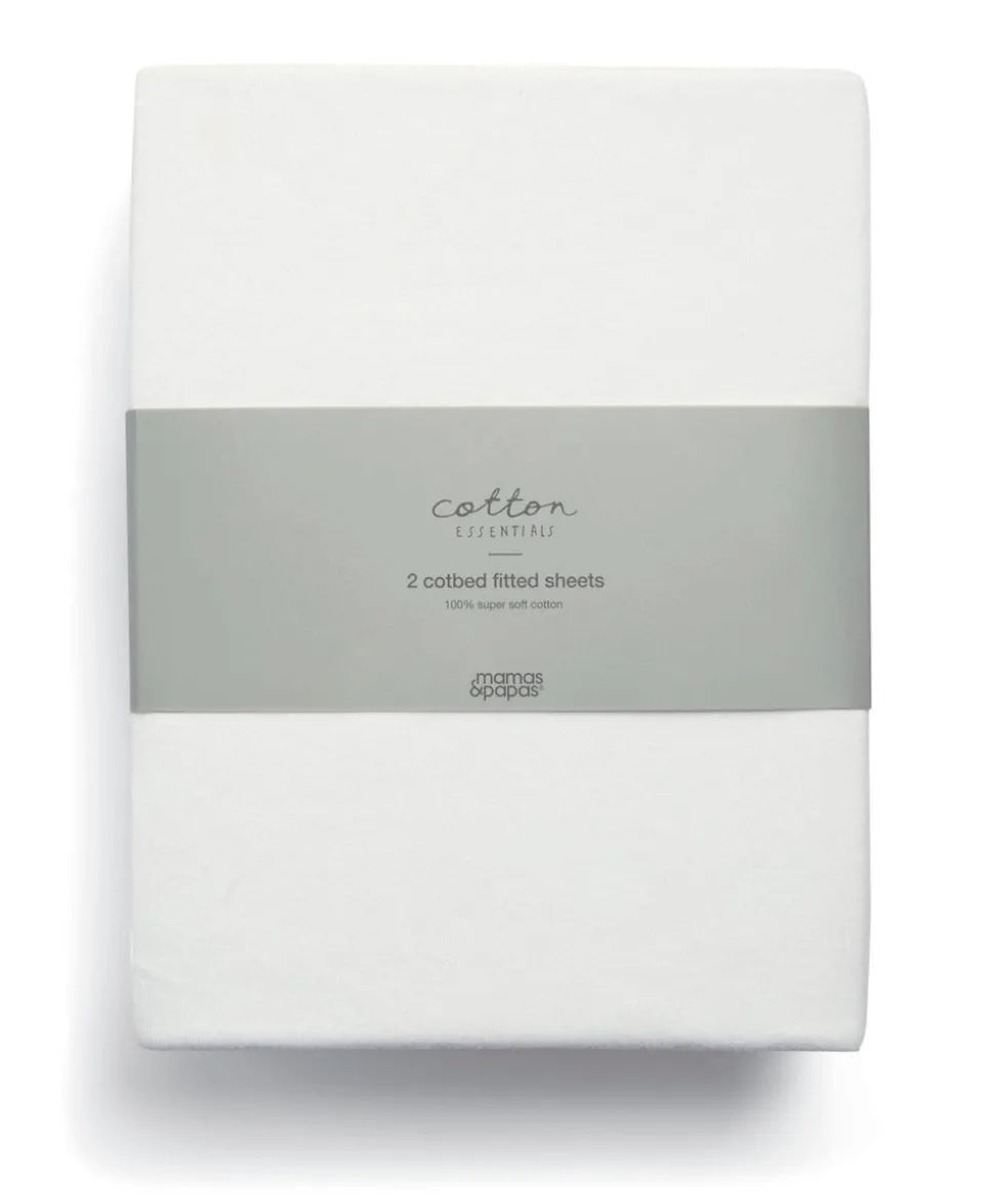 Essential Airflow Fibre Cotbed Mattress & Fitted Sheets (2 Pack) - White