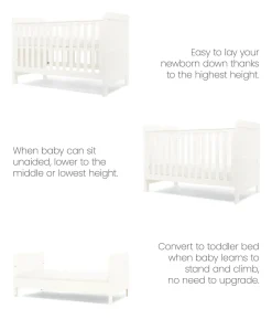 Hampden Nursery Bundle with Lua Bedside Crib (6 Piece) – White