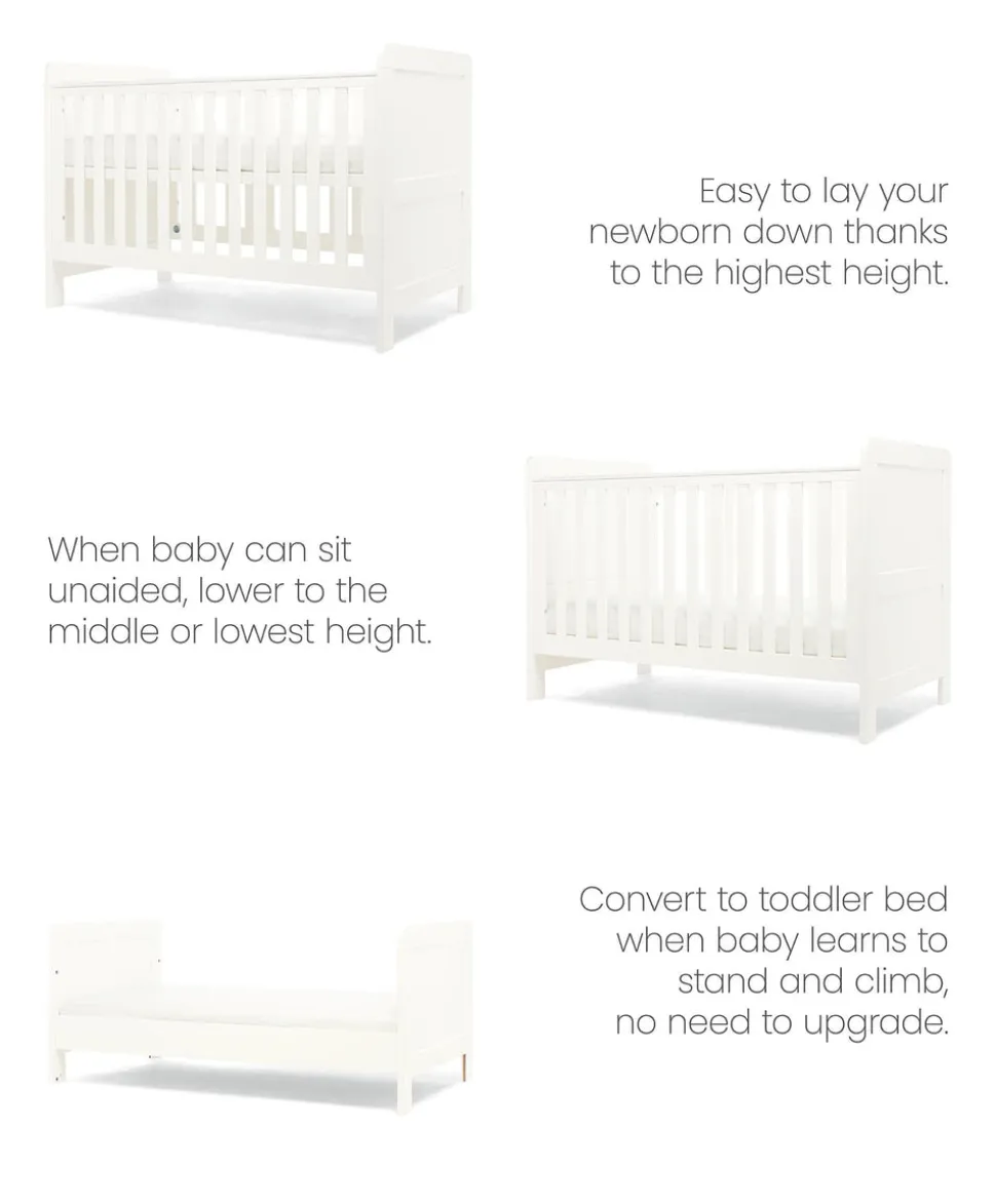 Hampden Nursery Bundle with Lua Bedside Crib (6 Piece) – White