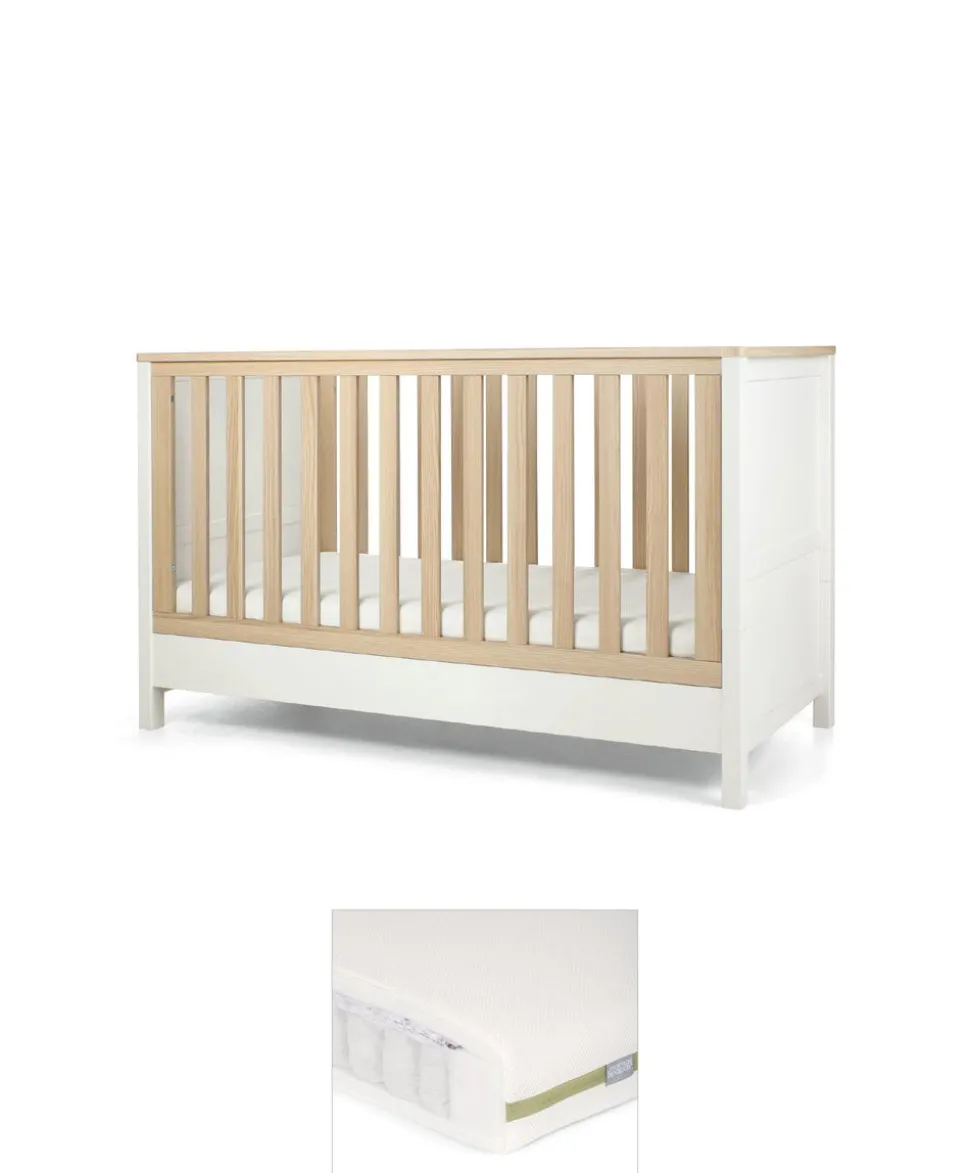 Harwell Cotbed & Premium Pocket Spring Mattress Bundle - White