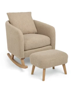 Harwell 3 Piece Cotbed Range with Alma Nursing Chair & Stool - Cashmere/ Fawn Boucle