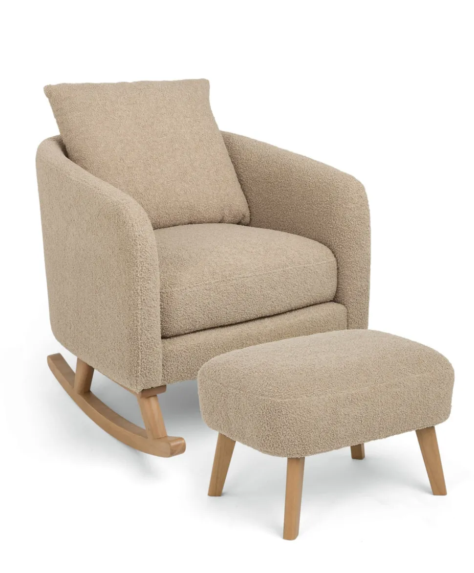 Harwell 3 Piece Cotbed Range with Alma Nursing Chair & Stool - Cashmere/ Fawn Boucle