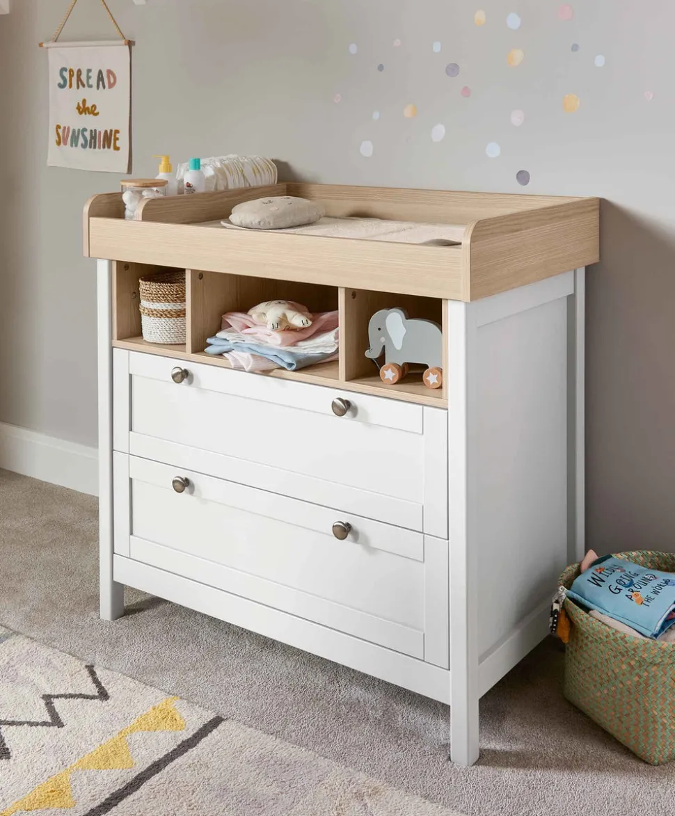 Harwell 2 Piece Small Cotbed Set with Dresser Changer - White