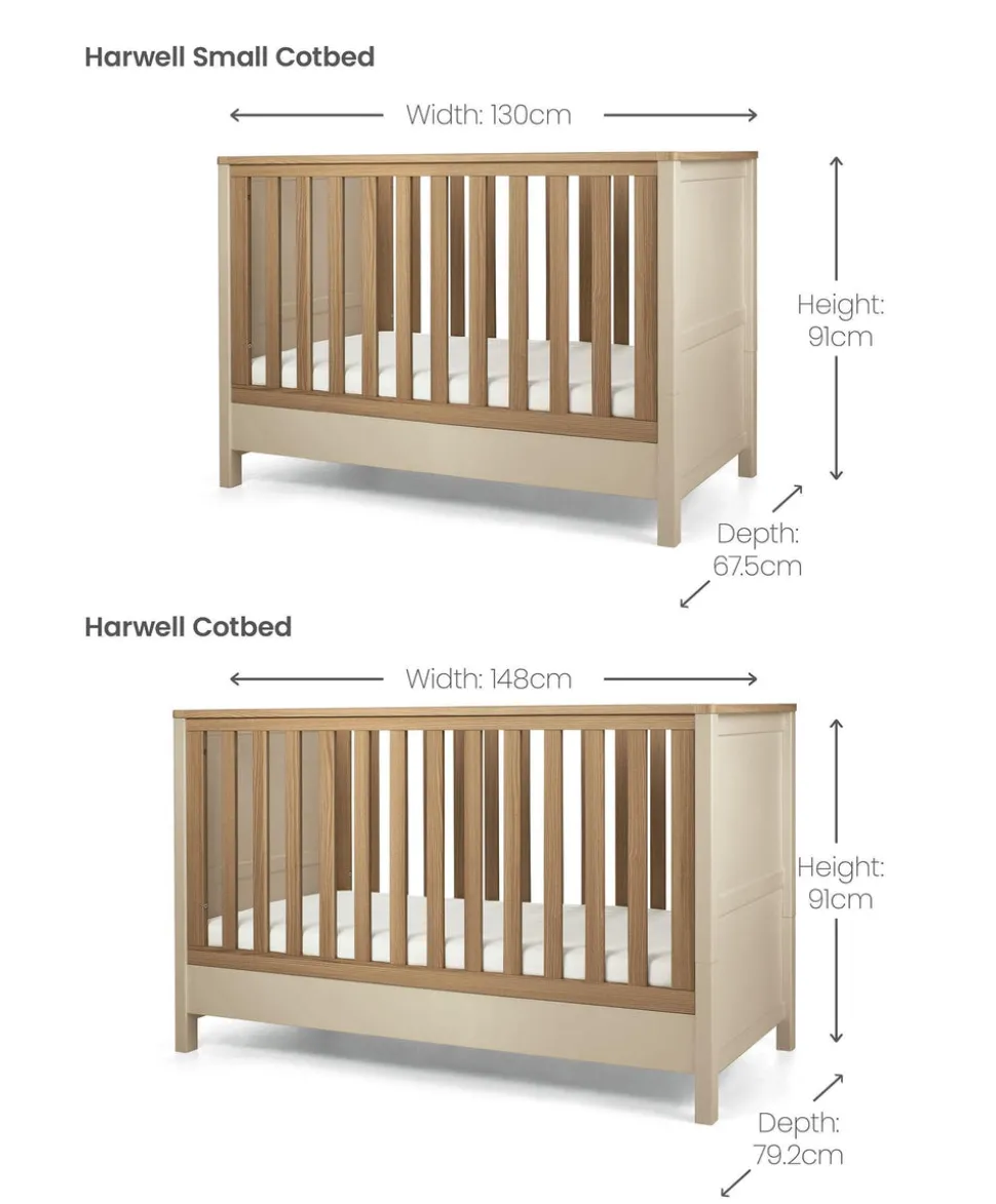Harwell 2 Piece Small Cotbed Set with Dresser Changer - Cashmere