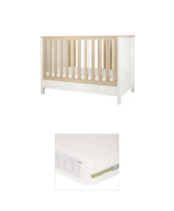 Harwell Small Cotbed Bundle with Premium Pocket Spring Small Cotbed & Cot Mattress - White