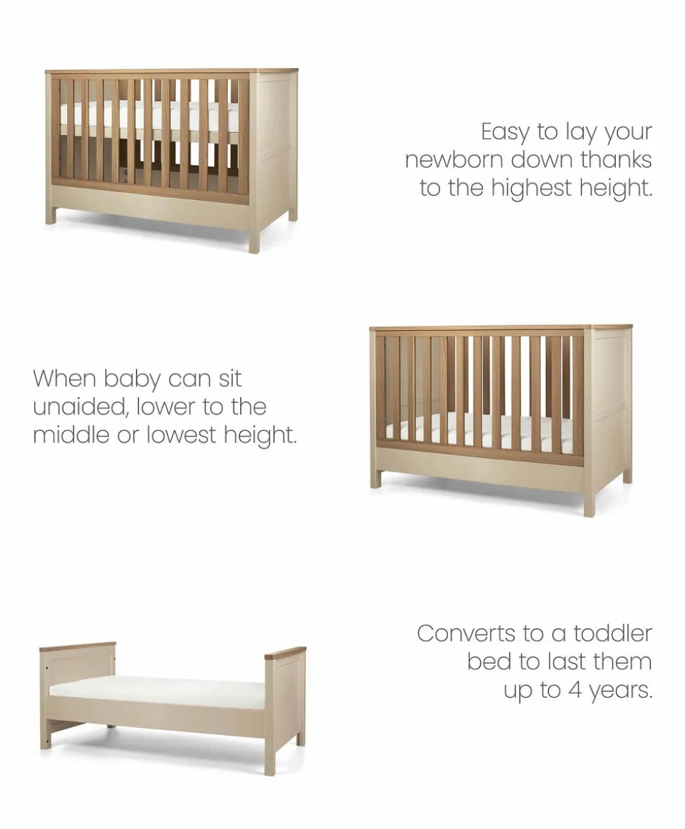Harwell Small Cotbed Bundle with Essential Airflow Pocket Spring Small Cotbed & Cot Mattress - Cashmere