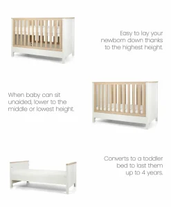 Harwell Small Cotbed Bundle with Essential Airflow Pocket Spring Small Cotbed & Cot Mattress -White