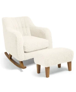 Hilston Nursing Chair & Footstool Set - Snow Teddy
