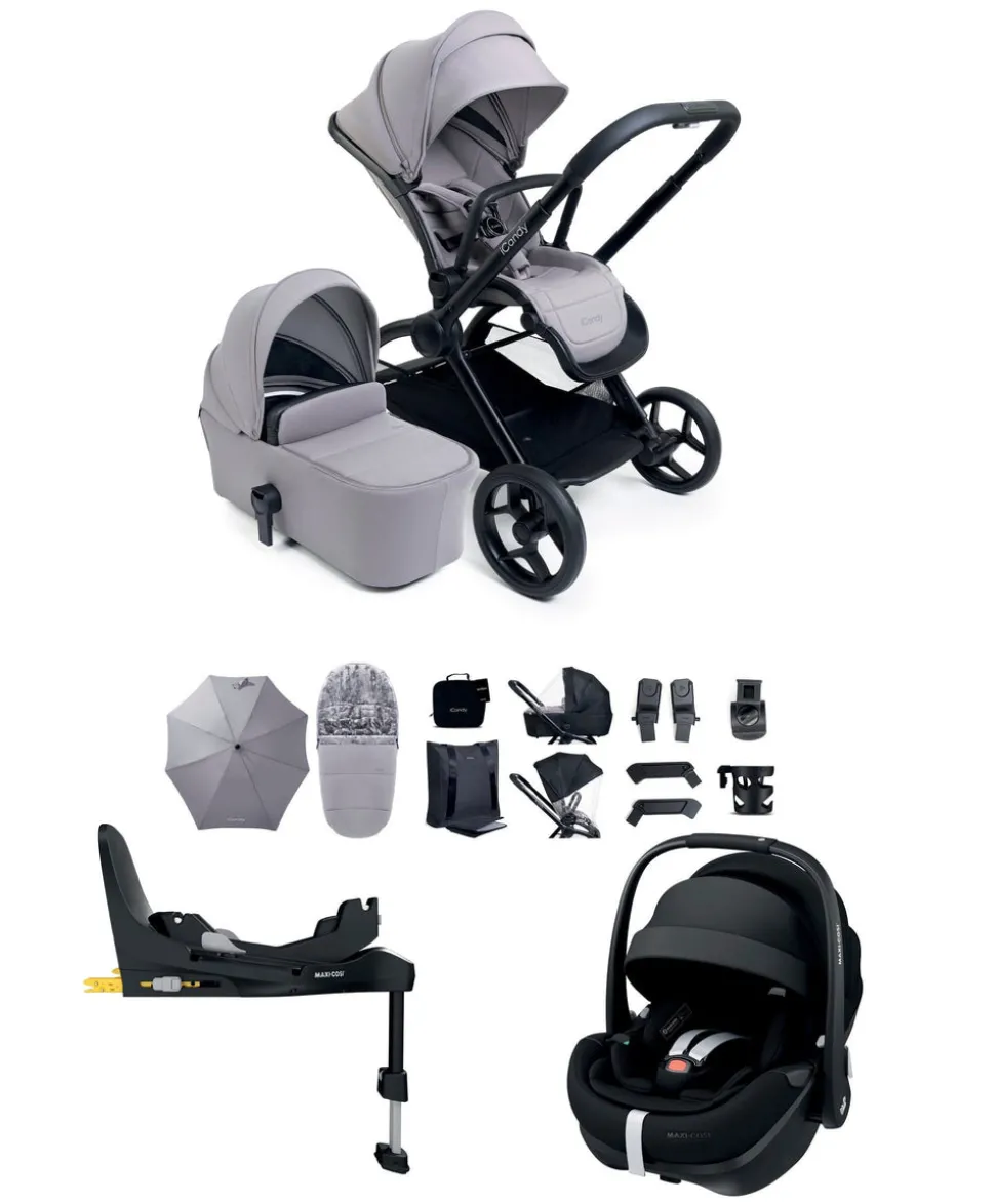 iCandy Core 2 Pushchair Bundle With Maxi-Cosi Pebble 360 Pro Car Seat & Base - Storm Grey