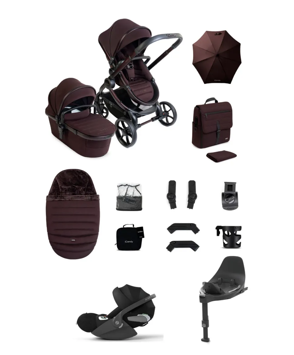 iCandy Peach 8 Complete Bundle with Cybex Cloud T i-Size Rotating Baby Car Seat - Coffee Bean