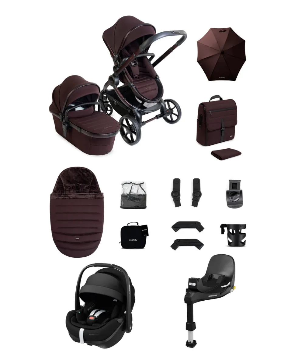 iCandy Peach 8 Complete Bundle with Maxi-Cosi Pebble 360 Pro2 Car Seat - Coffee Bean