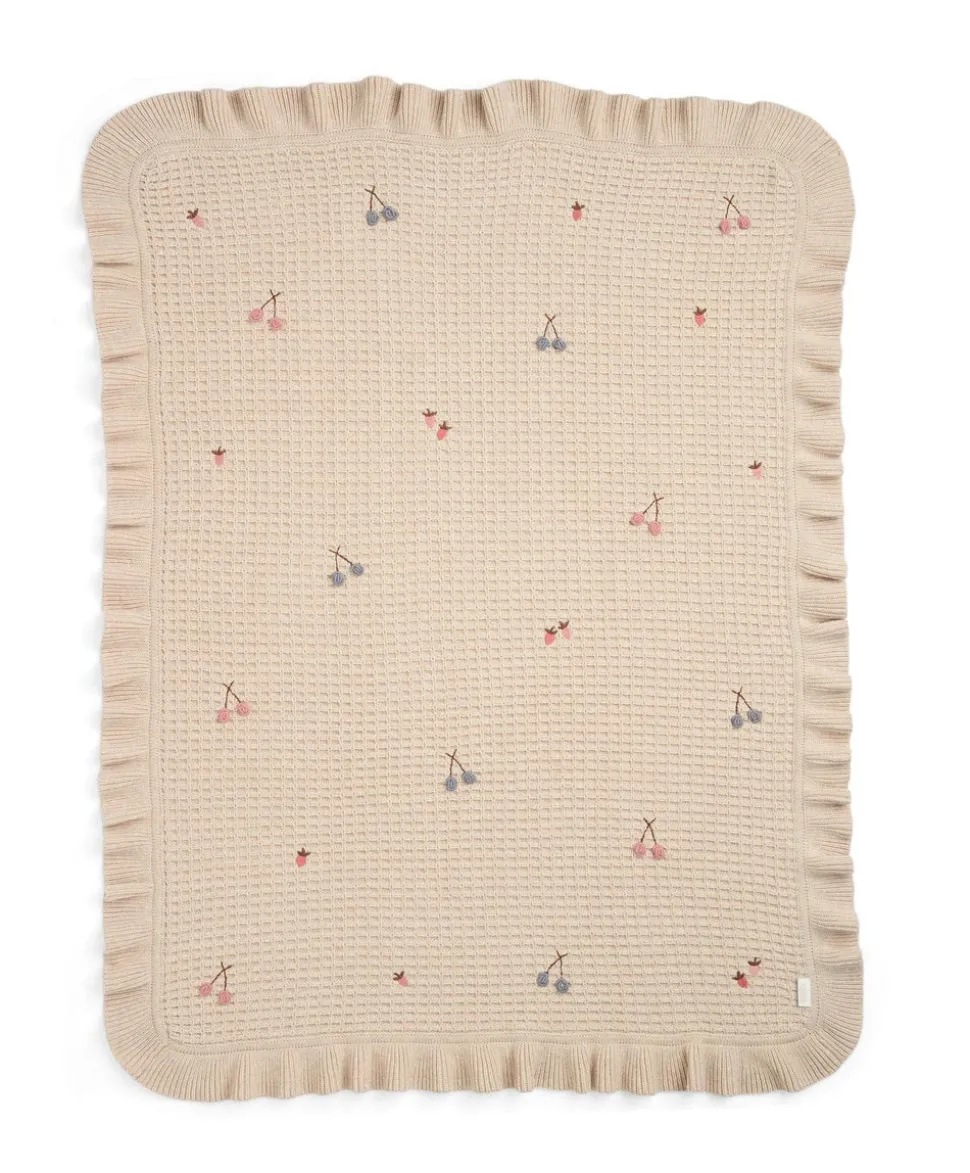 Knitted Blanket - Berry Frill