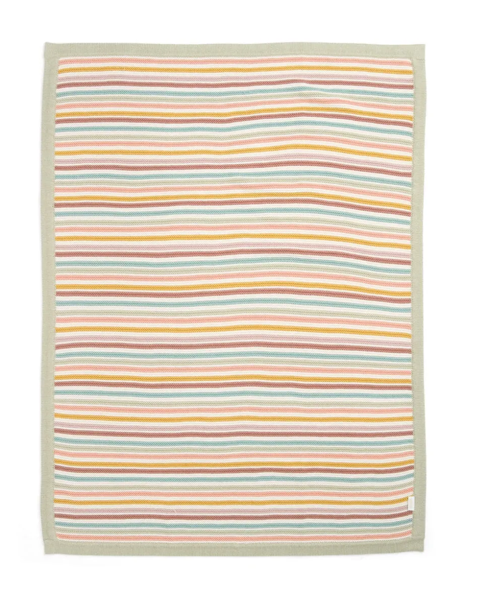Knitted Blanket - Multi Colour Stripe