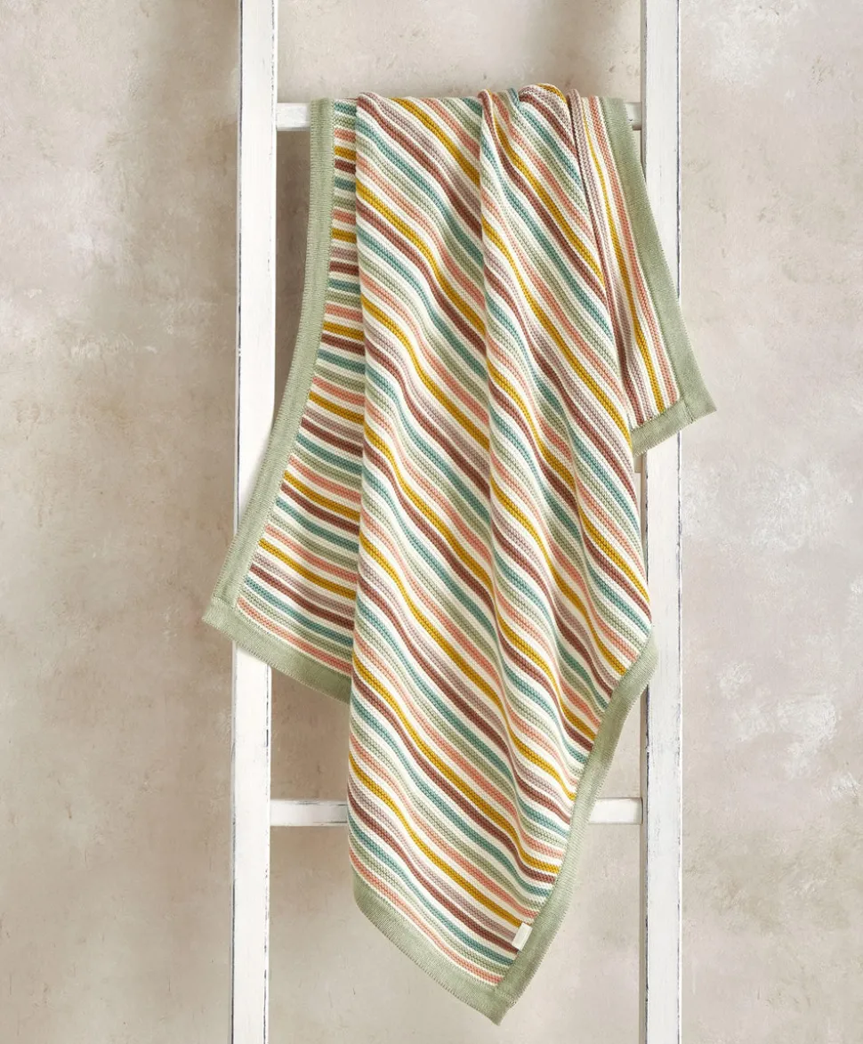 Knitted Blanket - Multi Colour Stripe