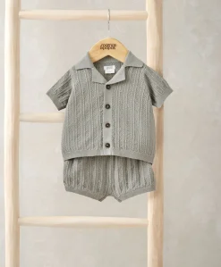 Knitted Shirt & Shorts Outfit Set