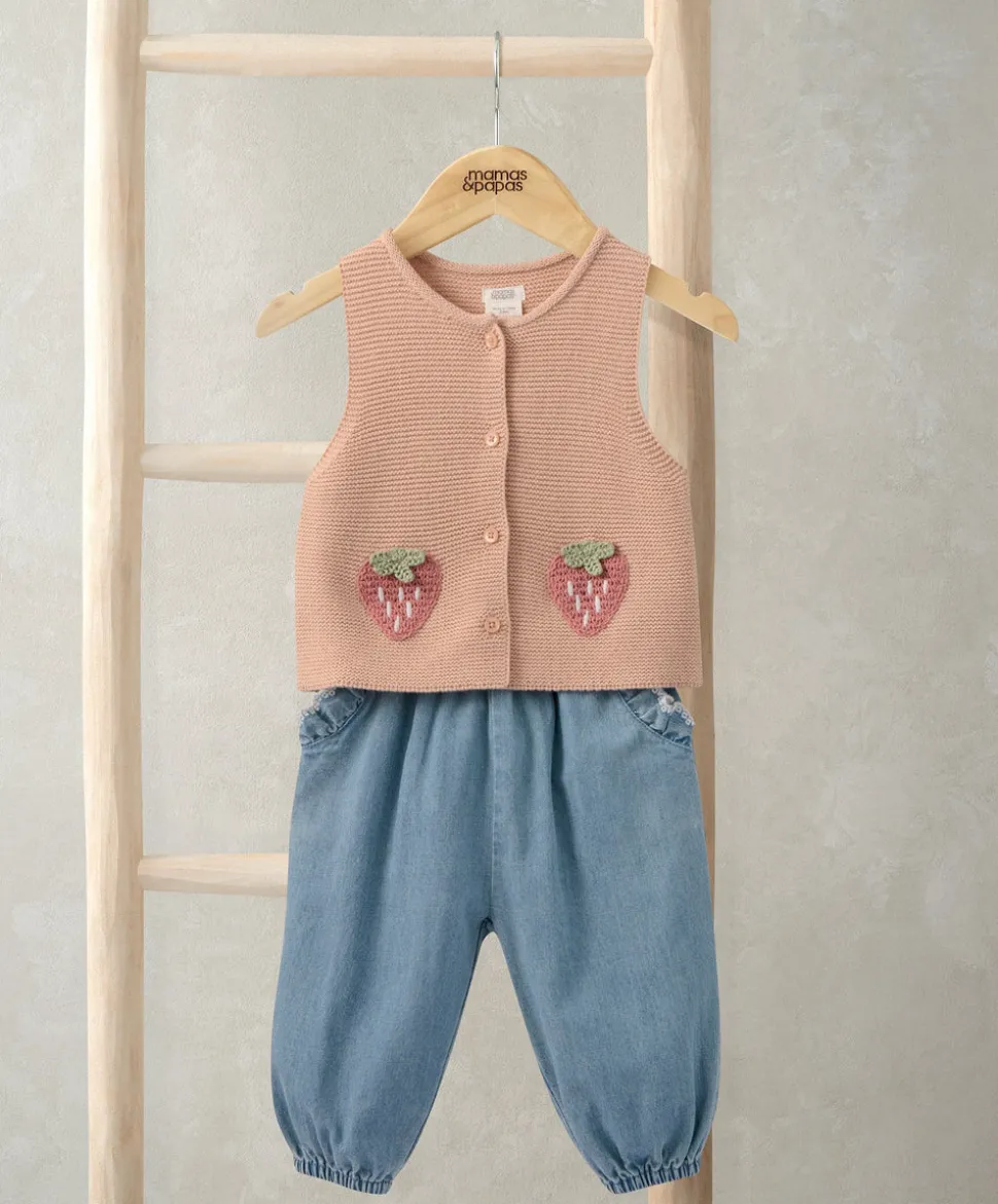 Knitted Waistcoat and Denim Trousers