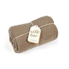 Little Green Sheep Organic Knitted Cellular Baby Blanket - Truffle