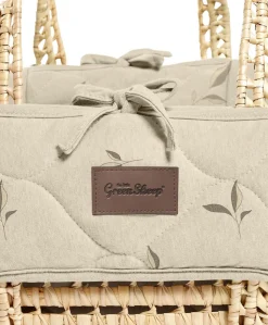 Little Green Sheep Quilted Moses Basket and Mattress - Leaves
