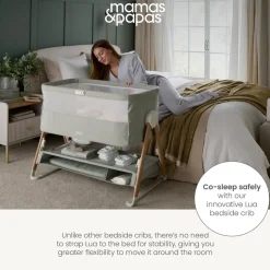 Lua Bedside Crib - Sage