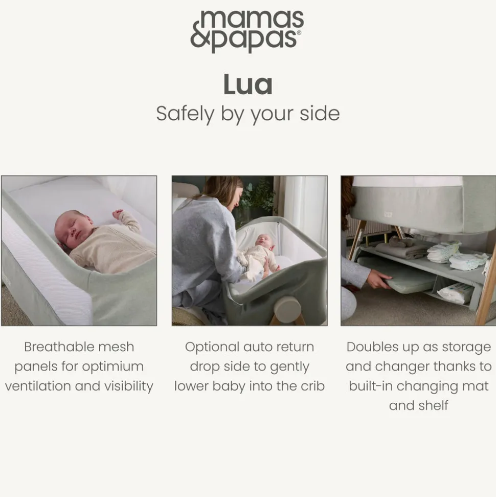 Lua Bedside Crib - Sage