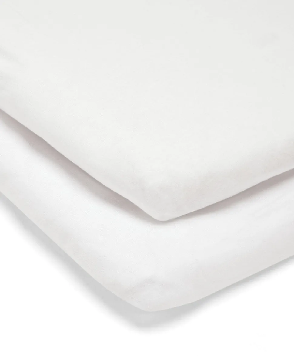Lua Bedside Crib with Sheet & Mattress Protector Bundle - Sage/White