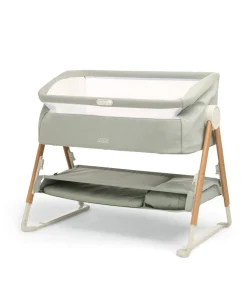 Lua Bedside Crib with Sheet & Mattress Protector Bundle - Sage/Cosmic Sky
