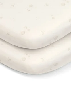 Lua Bedside Crib with Sheet & Mattress Protector Bundle - Sage/Cosmic Sky