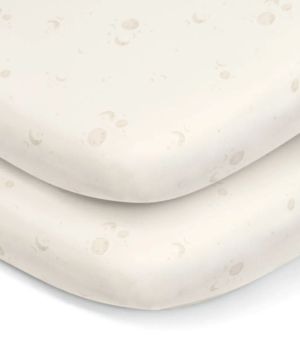 Lua Bedside Crib with Sheet & Mattress Protector Bundle - Sage/Cosmic Sky