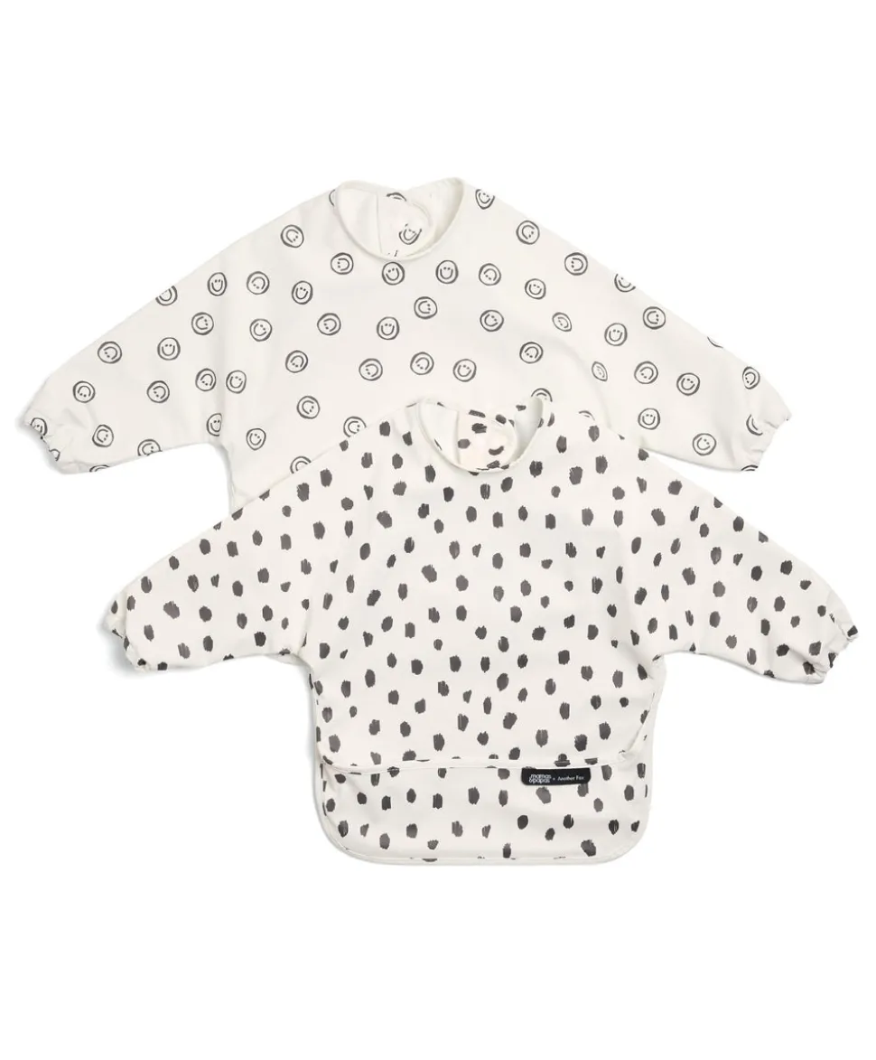Mamas & Papas Another Fox Long Sleeved Bibs (2 Pack) Faces/Cheetah Spot