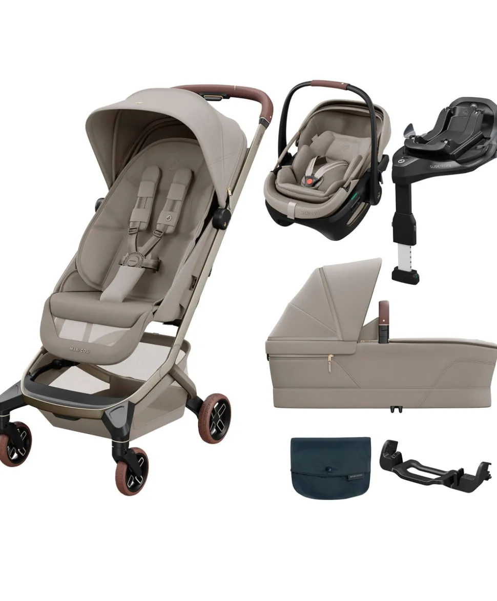 Maxi-Cosi Fame Cabin Pushchair Bundle with Maxi-Cosi Coral Slide Pro Car Seat & Base (5 Pieces) - Sapphire Sand