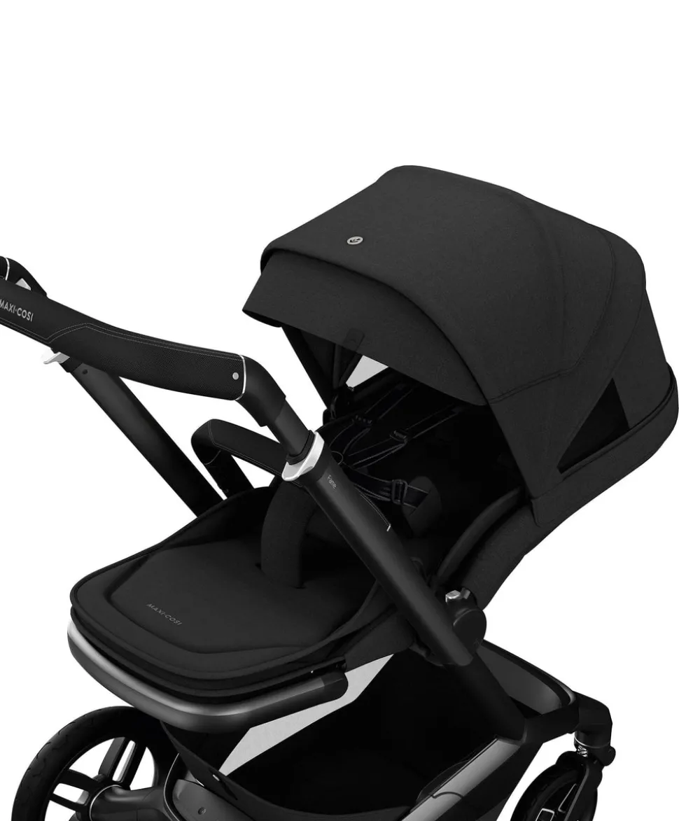 Maxi-Cosi Fame Premium Pushchair Bundle with Pebble 360 Pro 2 Car Seat & Base – Black with Black Wheels