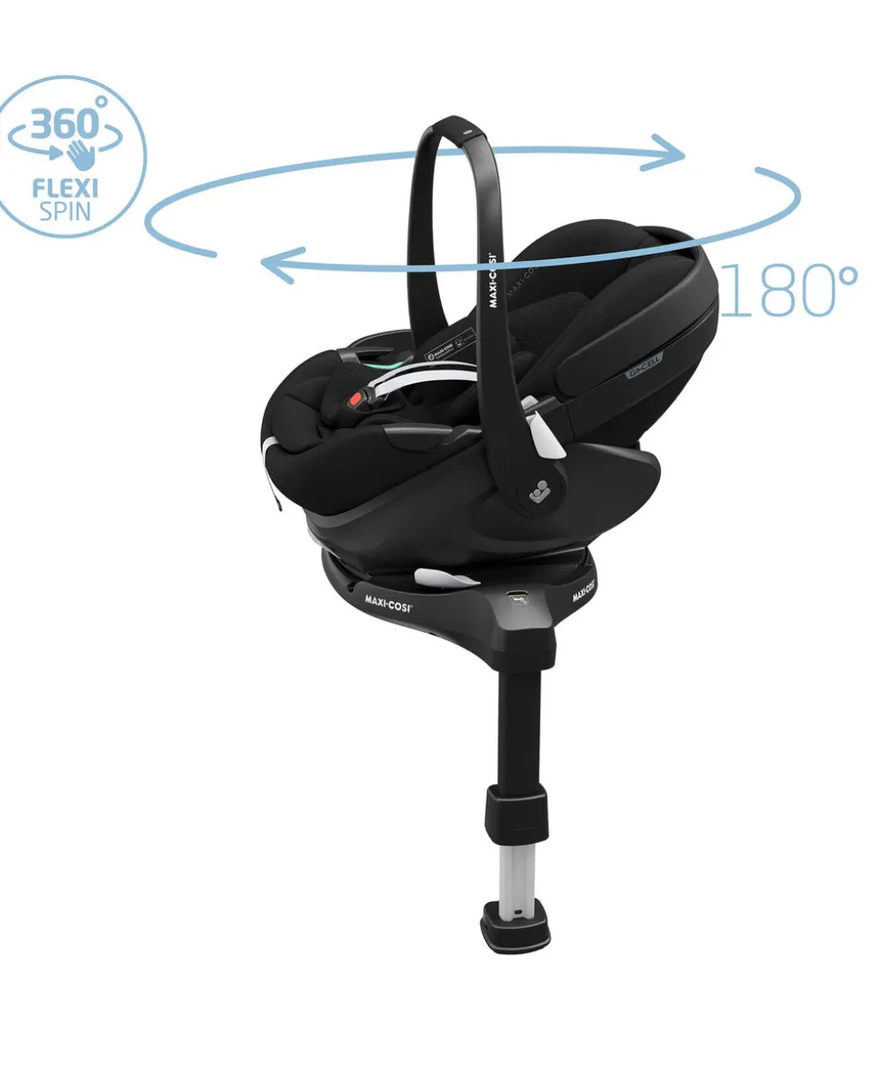 Maxi-Cosi Fame Premium Pushchair Bundle with Pebble 360 Pro 2 Car Seat & Base – Black with Black Wheels