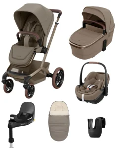 Maxi-Cosi Fame Pushchair & Carrycot with Maxi-Cosi Pebble 360 Pro² Car Seat & Base - Oak Truffle