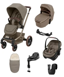 Maxi-Cosi Fame Pushchair & Carrycot with Coral Slide Pro Car Seat - Oak Truffle