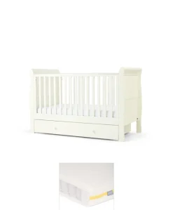 Mia Cotbed & Essential Airflow Pocket Spring Mattress Bundle - Off-White