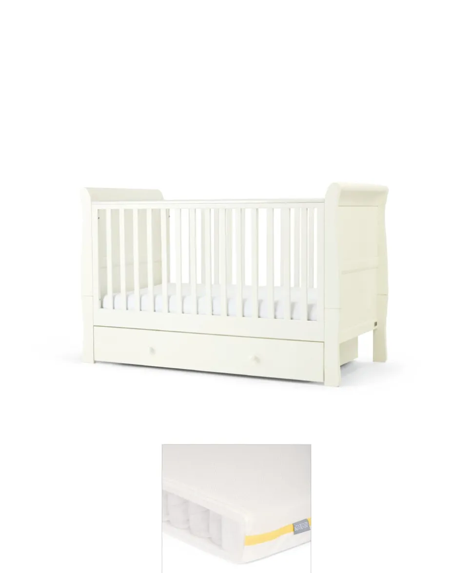 Mia Cotbed & Essential Airflow Pocket Spring Mattress Bundle - Off-White