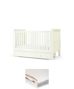Mia Cotbed & Luxury Hybrid Twin Mattress Bundle - Off-White
