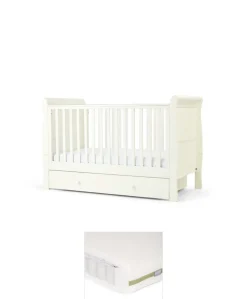 Mia Cotbed & Premium Pocket Spring Mattress Bundle - Off-White