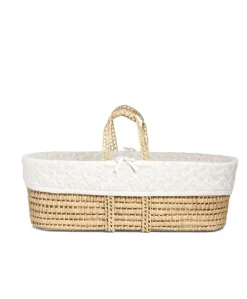 Moses Basket - White Cable Knit