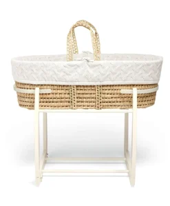 Moses Basket - White Cable Knit