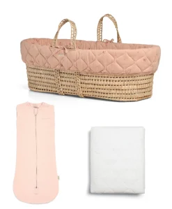 Newborn Swaddle and Moses Basket Bundle (3 Pieces) - Wildflower