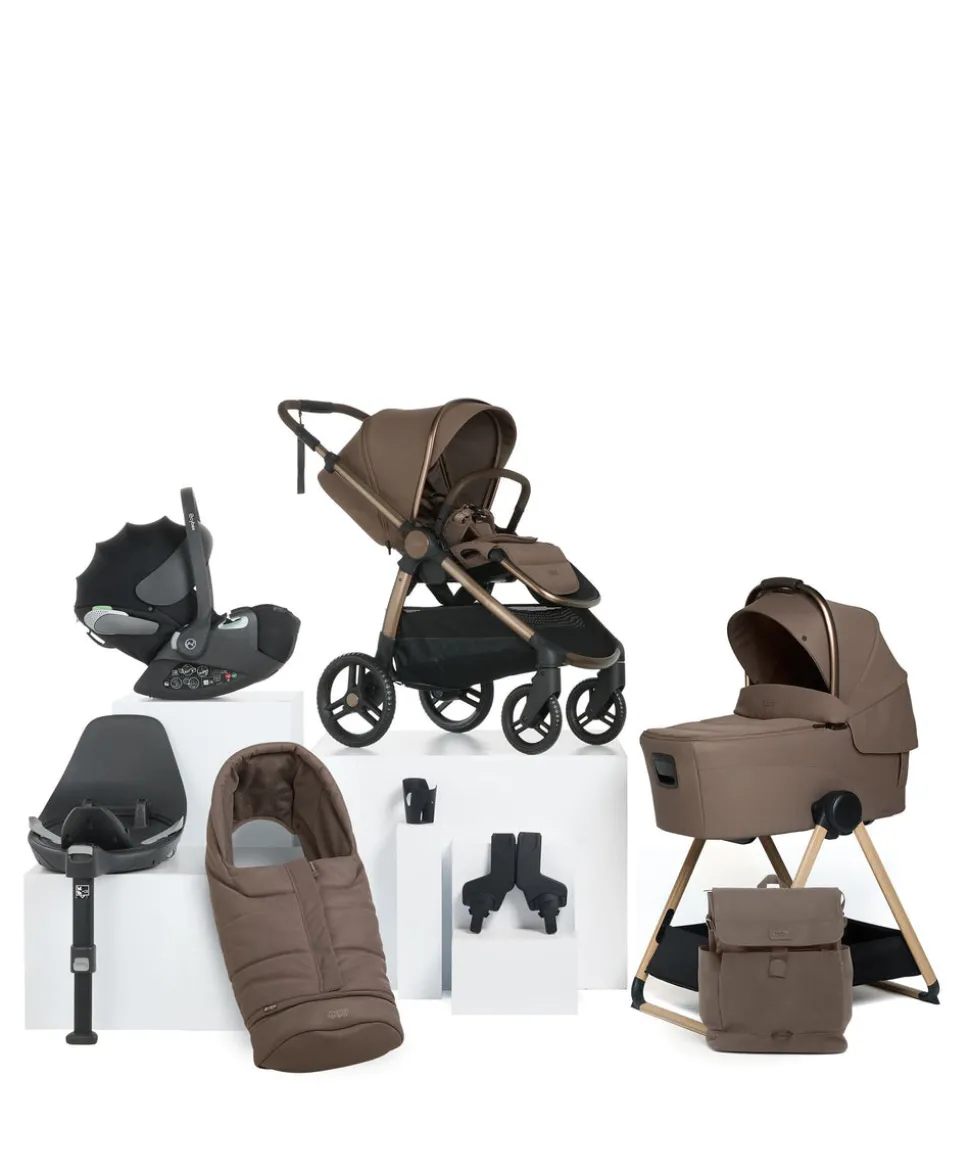 Ocarro 2 Complete Pushchair Bundle with Cybex Cloud T i-Size Rotating Baby Car Seat & Base - (9 Pieces) - Crema