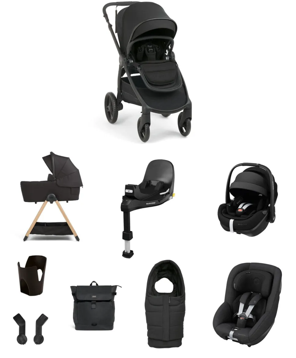 Ocarro 2 Pushchair Baby to Toddler Travel Bundle with Maxi-Cosi Pebble 360 Pro2 & Pearl 360 Pro (10 Pieces) – Eclipse