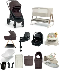 Ocarro 2 Pushchair Ultimate Newborn Bundle with Maxi-Cosi Pebble 360 Pro2 & Base (14 Pieces) - Americano