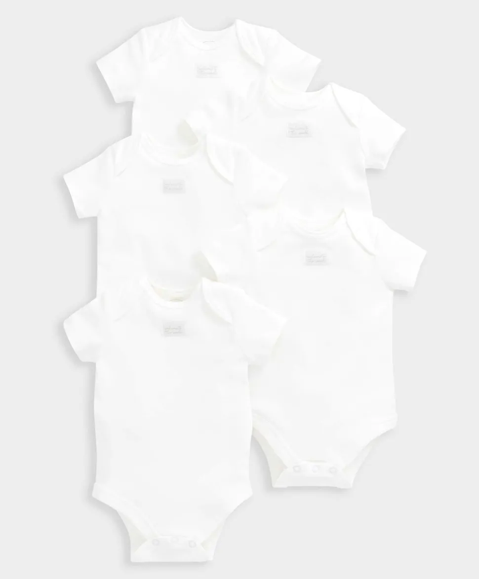Organic Cotton Shortsleeved Bodysuits (5 Pack) - White