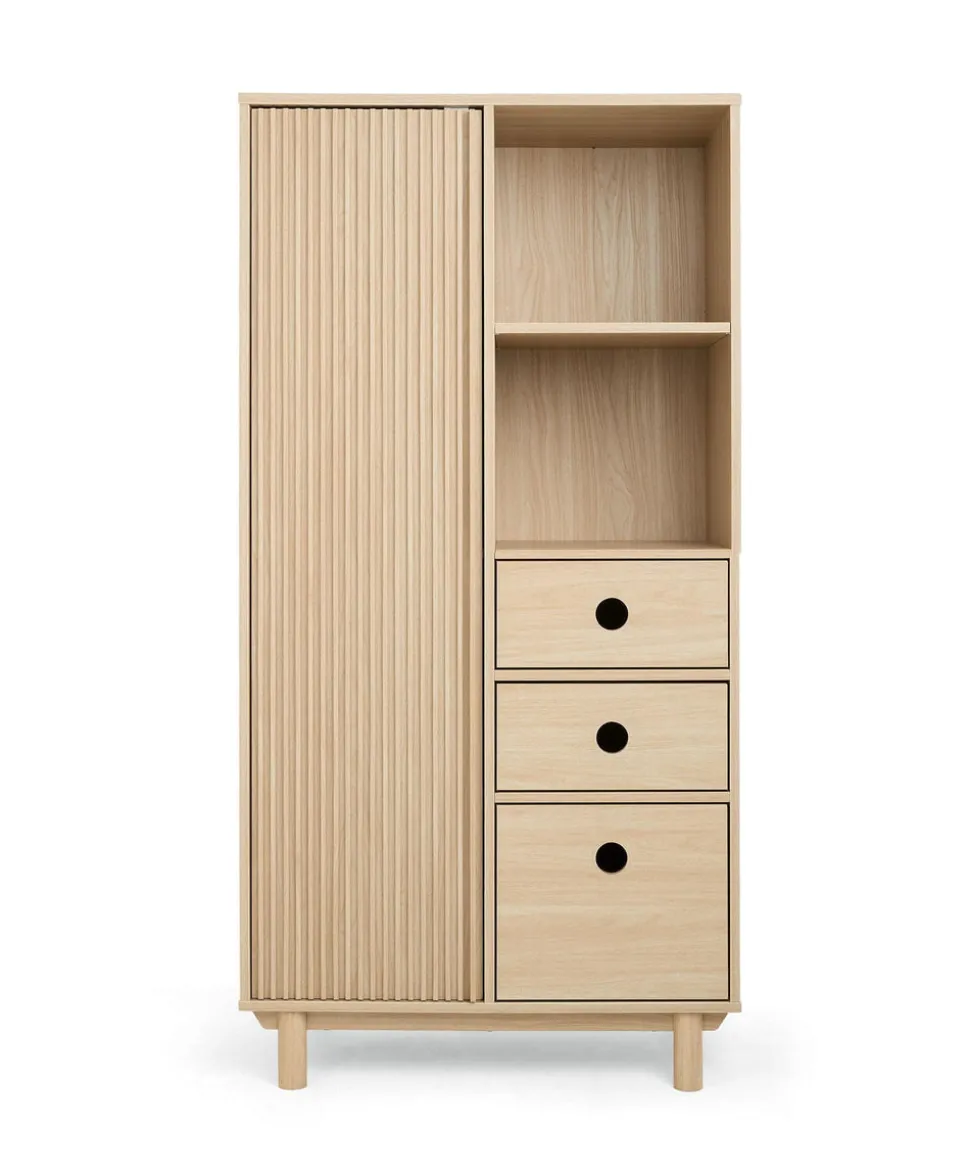 Oska Nursery Bundle With Wide Dresser Changer & Lua Bedside Crib (6 Pieces) - Oak